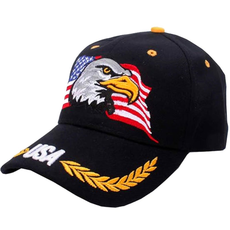 IZUS USA-Flag Eagles-Hat American Baseball-Cap Embroidered Base-Ball Dad Hat Cap for Men Women Black - Image 1